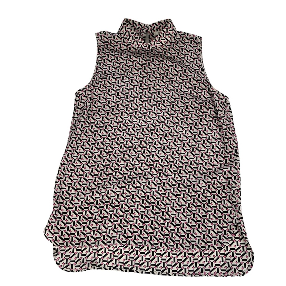 TYLER BOË Sleeveless Silk Geo Print Tank‎ Size Medium Pink Black - Picture 6 of 11
